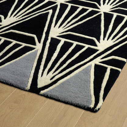 Kaleen Origami Org01-02 Black , Linen , Silver Geometric Area Rug