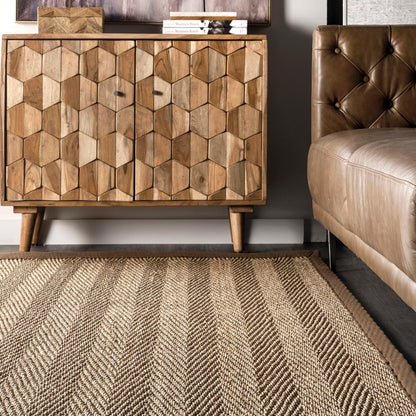 Nuloom Larnaca Seagrass Herringbone Nla2030B Brown Area Rug