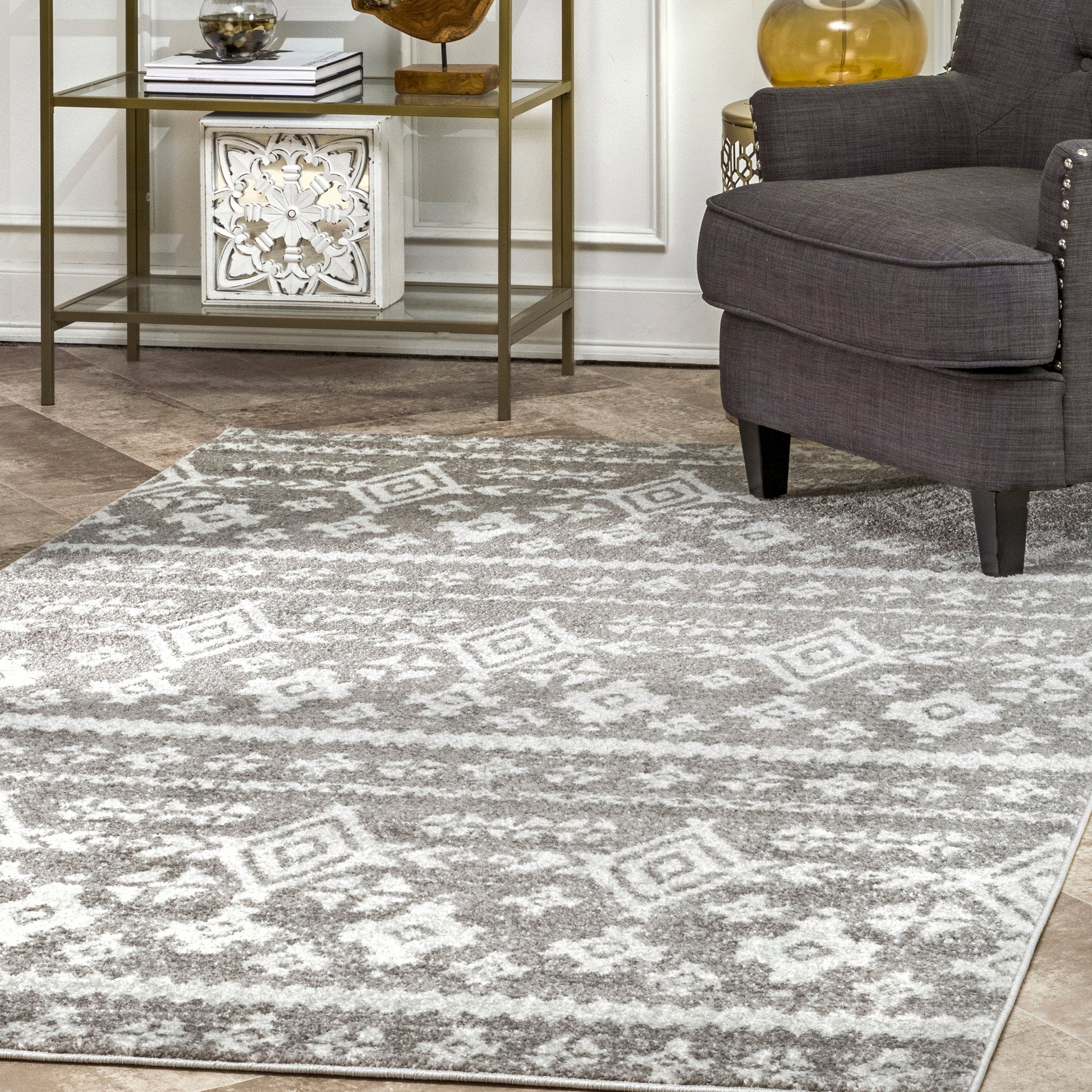 Nuloom Adamas Tribal Nad1751B Gray Area Rug