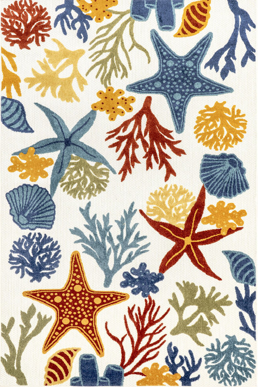 Nuloom Kourtney Nautical Starfish Nko2646A Blue Area Rug