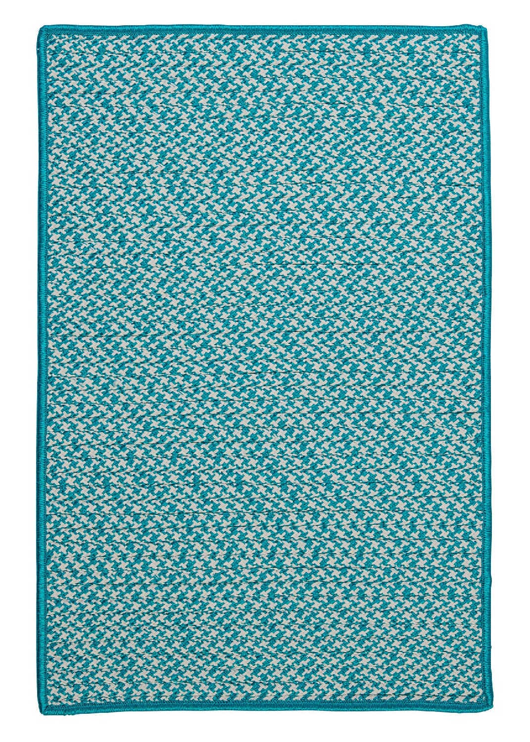 Colonial Mills Outdoor Houndstooth Tweed Ot57 Turquoise / Blue Bordered Area Rug