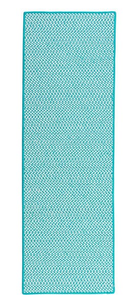 Colonial Mills Outdoor Houndstooth Tweed Ot57 Turquoise / Blue Bordered Area Rug