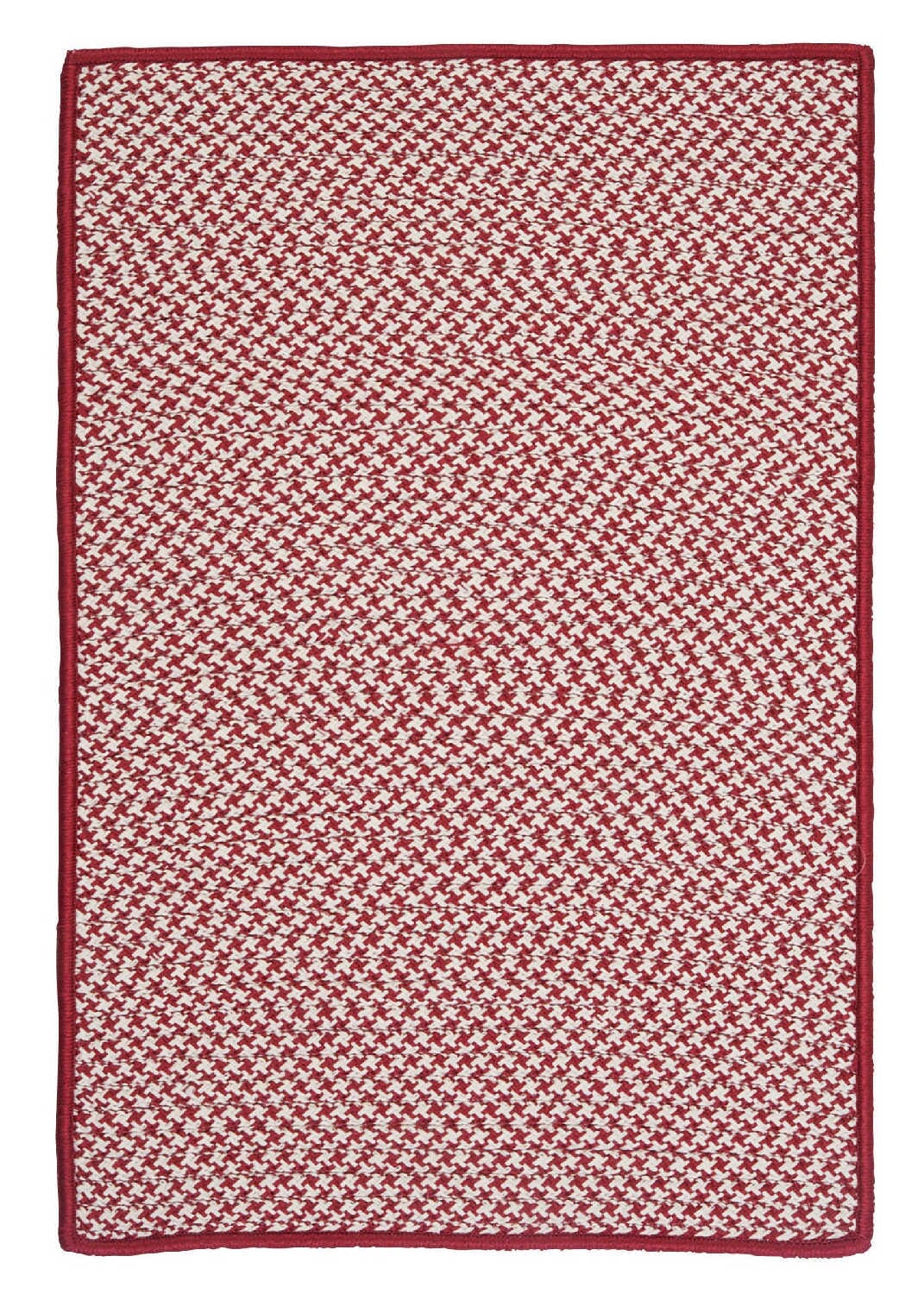 Colonial Mills Outdoor Houndstooth Tweed Ot79 Sangria / Red Bordered Area Rug