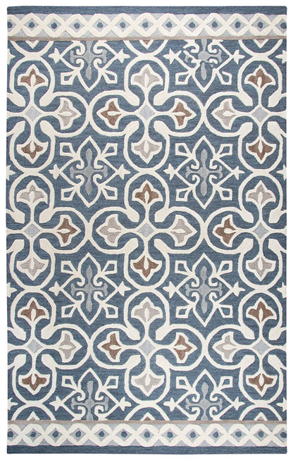 Rizzy Opulent Ou574A Blue Gray, Natural, Taupe, Gray Damask Area Rug