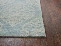 Rizzy Opulent Ou814A Light Blue, Light Gray, Beige Damask Area Rug