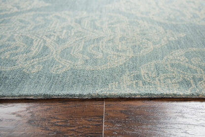 Rizzy Opulent Ou814A Light Blue, Light Gray, Beige Damask Area Rug