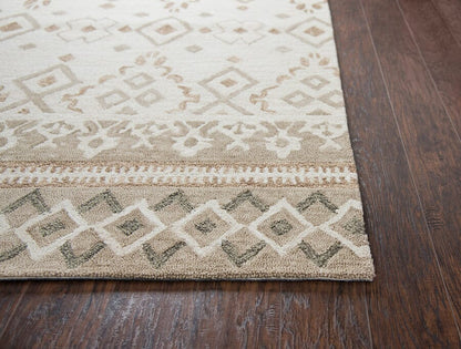 Rizzy Opulent Ou934A Natural, Teal Southwestern Area Rug
