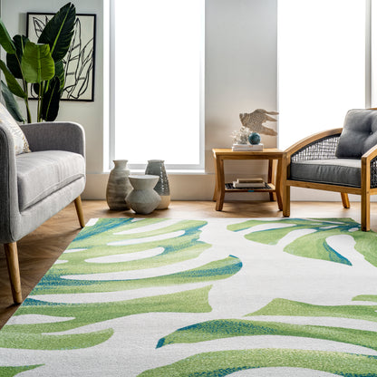 Nuloom Dewey Tropical Nde2025A Green Area Rug