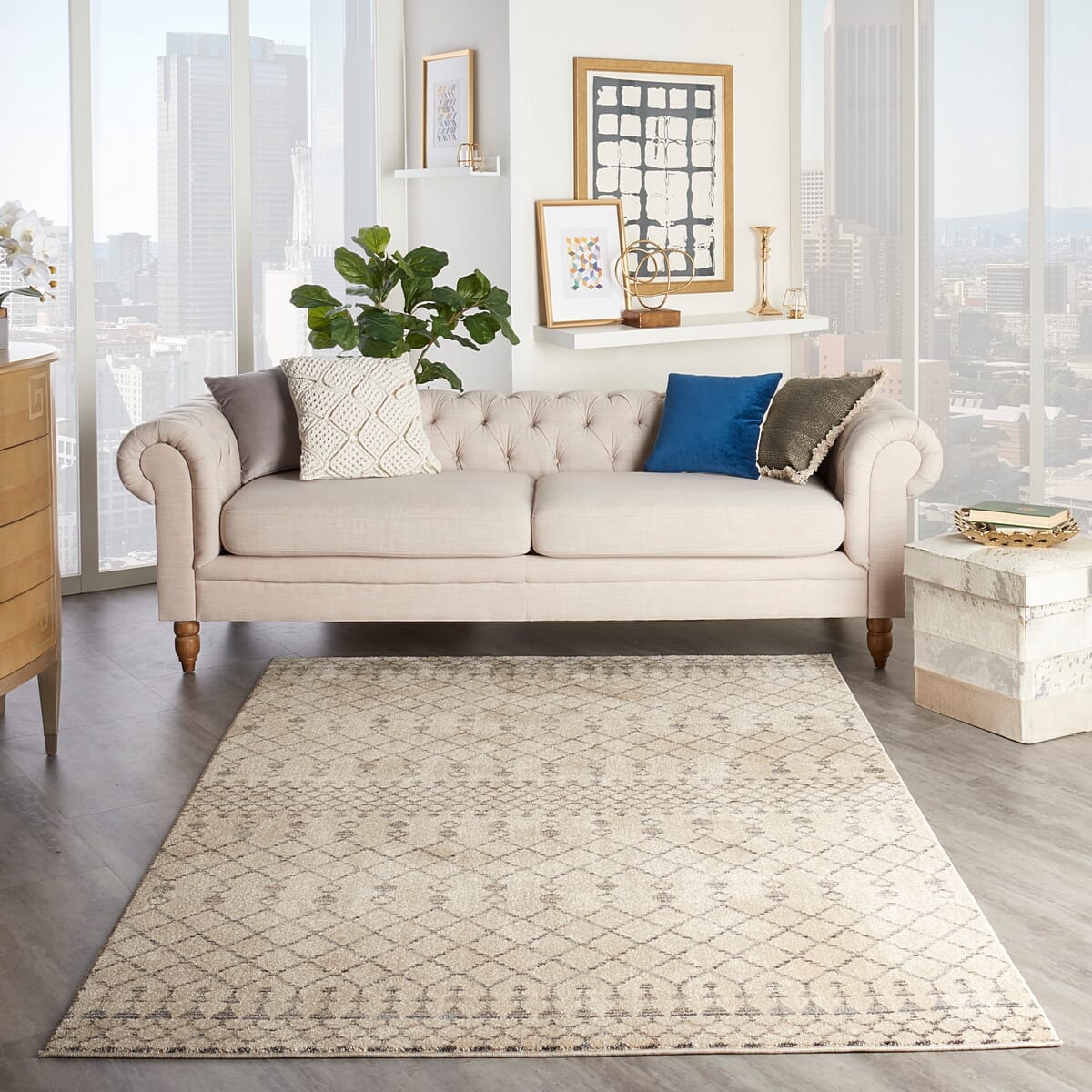 Nourison Palermo Pmr03 Beige / Grey Moroccan Area Rug