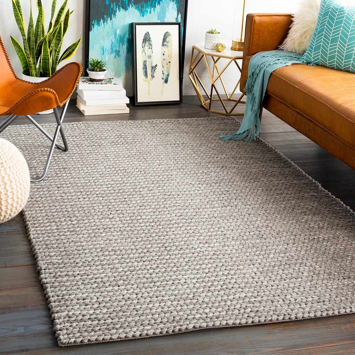 Surya Ozark Ozk-2300 Light Gray, White Area Rug