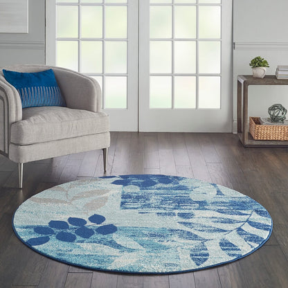 Nourison Tranquil Tra01 Navy / Light Blue Floral / Country Area Rug