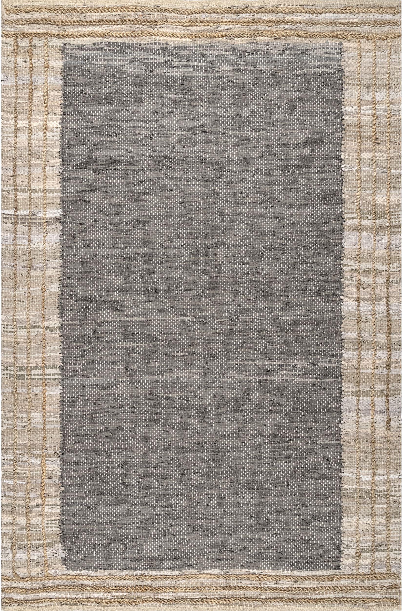 Nuloom Gaby Leather And Border Nga3352A Gray Area Rug