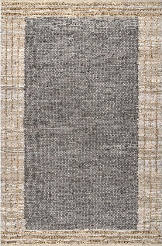 Nuloom Gaby Leather And Border Nga3352A Gray Area Rug