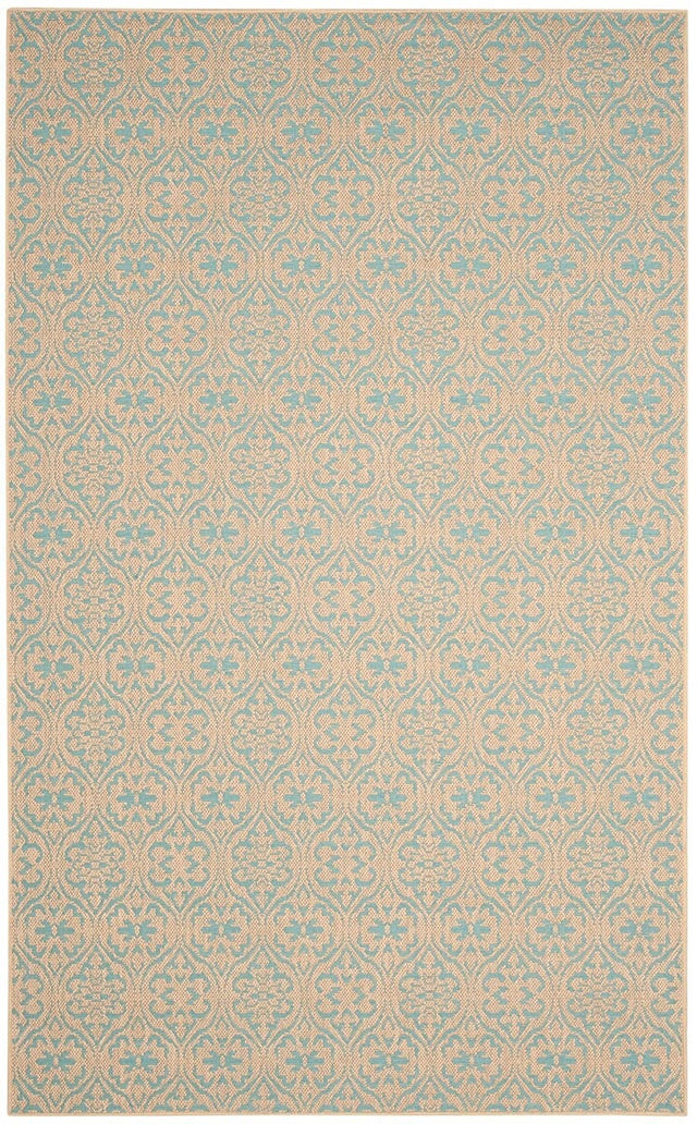 Safavieh Palm Beach Pab511A Natural / Turquoise Natural Fiber Area Rug