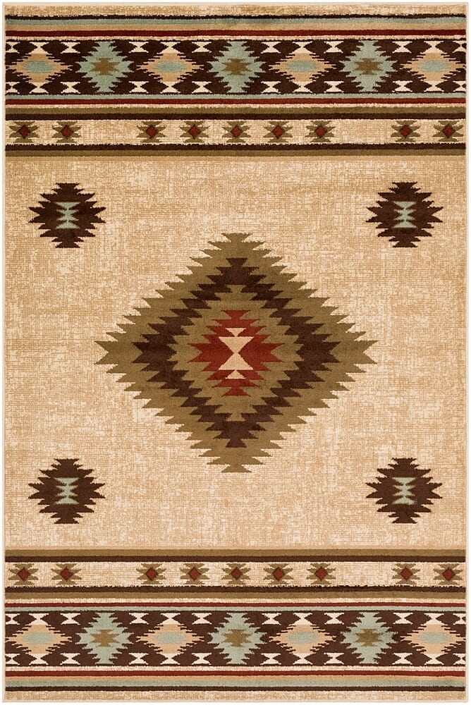 Surya Paramount Par-1085 Dark Brown, Sage, Dark Red, Khaki Southwestern Area Rug