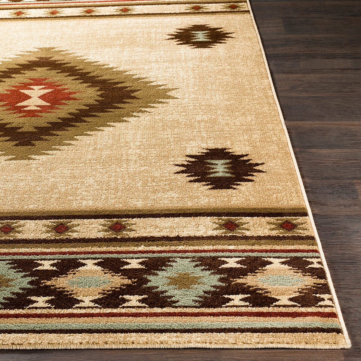 Surya Paramount Par-1085 Dark Brown, Sage, Dark Red, Khaki Southwestern Area Rug