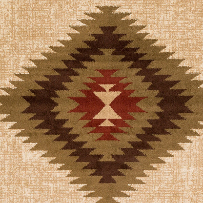 Surya Paramount Par-1085 Dark Brown, Sage, Dark Red, Khaki Southwestern Area Rug