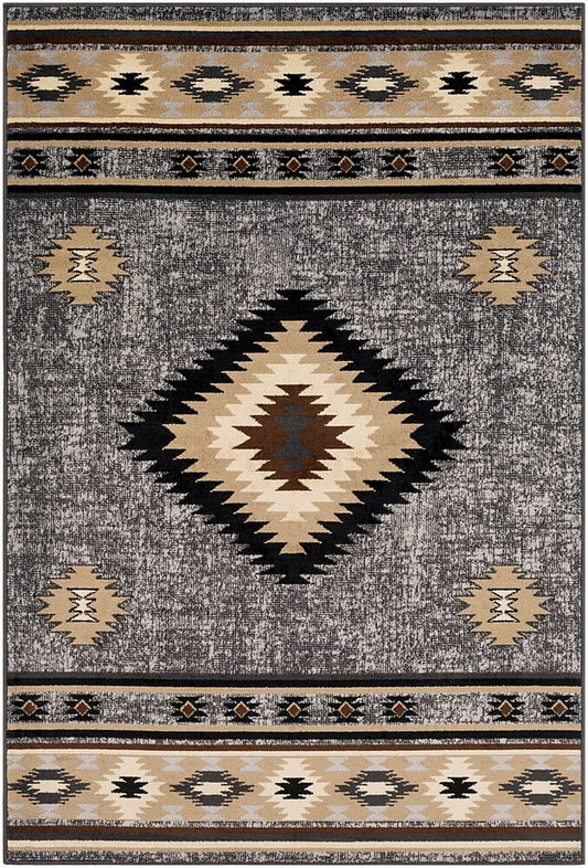 Surya Paramount Par-1094 Charcoal, Medium Gray, Black, Khaki Southwestern Area Rug