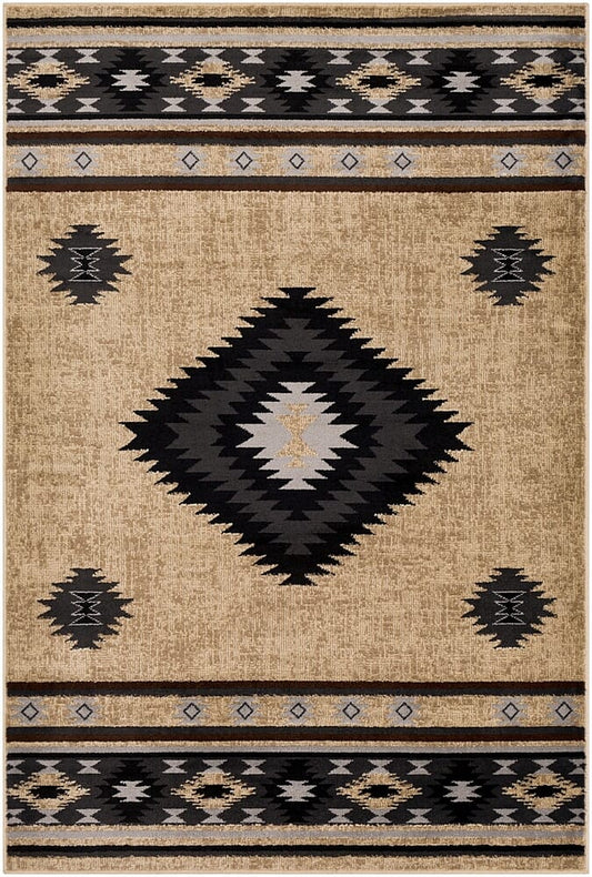 Surya Paramount Par-1096 Black, Charcoal, Medium Gray, Khaki Southwestern Area Rug