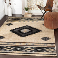 Surya Paramount Par-1096 Black, Charcoal, Medium Gray, Khaki Southwestern Area Rug