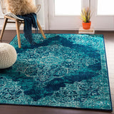 Surya Paramount Par-1098 Teal, Dark Blue, Aqua, Cream Rugs.