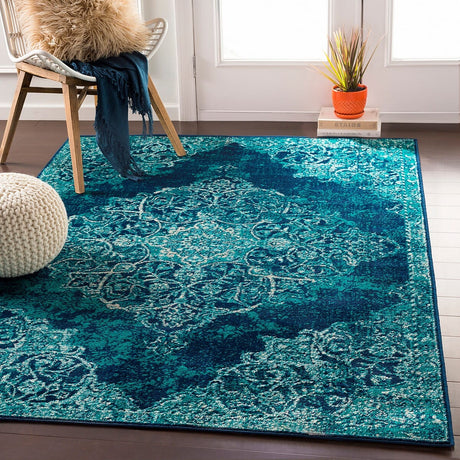 Surya Paramount Par-1098 Teal, Dark Blue, Aqua, Cream Rugs.