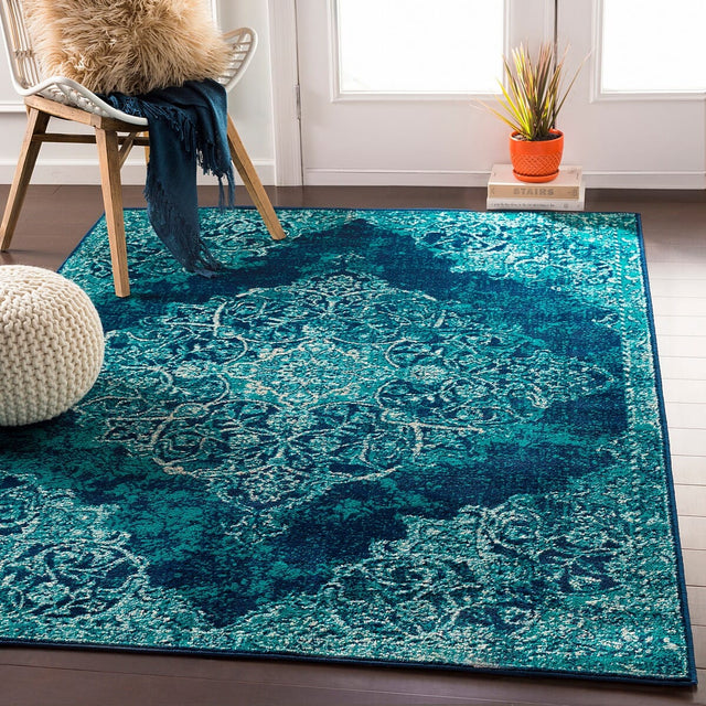 Surya Paramount Par-1098 Teal, Dark Blue, Aqua, Cream Rugs.