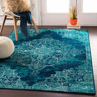 Surya Paramount Par-1098 Teal, Dark Blue, Aqua, Cream Area Rug