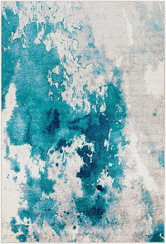 Surya Paramount Par-1106 Teal, Aqua, Dark Blue, Light Gray Organic / Abstract Area Rug