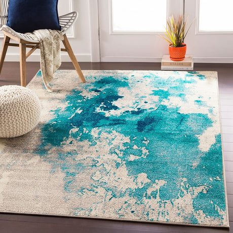 Surya Paramount Par-1106 Teal, Aqua, Dark Blue, Light Gray Rugs.