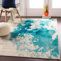 Surya Paramount Par-1106 Teal, Aqua, Dark Blue, Light Gray Organic / Abstract Area Rug