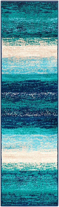 Surya Paramount Par-1109 Teal, Aqua, Dark Blue, Light Gray Striped Area Rug