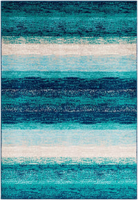 Surya Paramount Par-1109 Teal, Aqua, Dark Blue, Light Gray Striped Area Rug