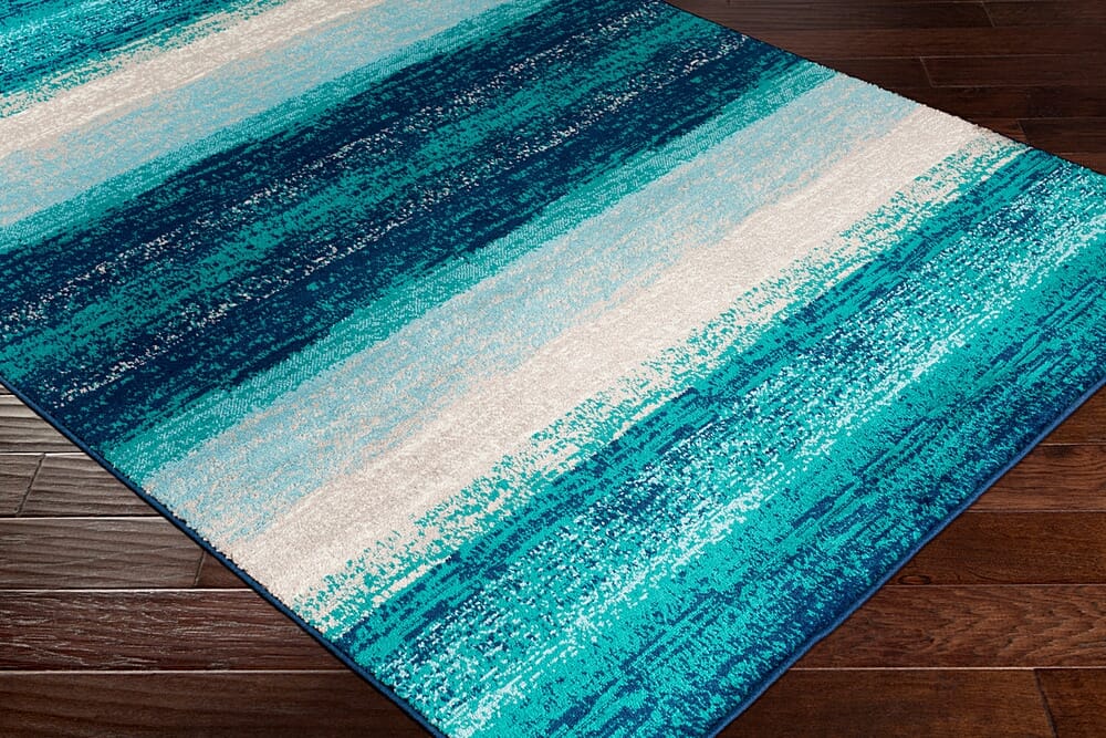 Surya Paramount Par-1109 Teal, Aqua, Dark Blue, Light Gray Striped Area Rug