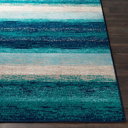 Surya Paramount Par-1109 Teal, Aqua, Dark Blue, Light Gray Striped Area Rug