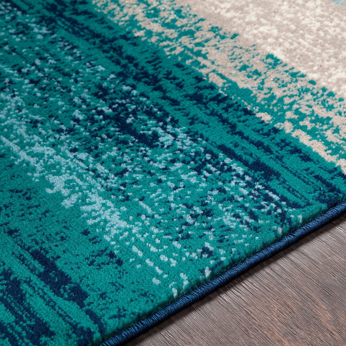 Surya Paramount Par-1109 Teal, Aqua, Dark Blue, Light Gray Striped Area Rug