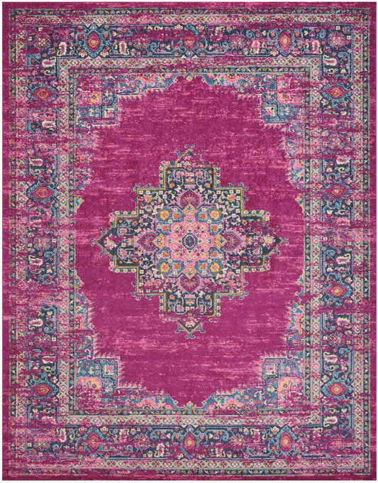 Nourison Passion Psn03 Fuchsia Vintage / Distressed Area Rug