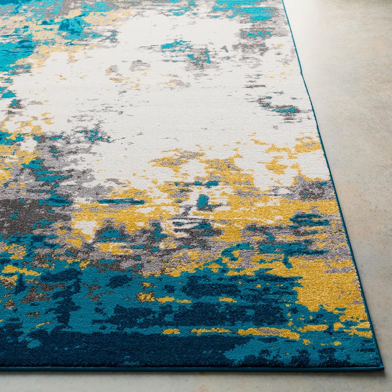 Surya Pepin Pei-1012 Aqua, Bright Blue, Mustard Organic / Abstract Area Rug