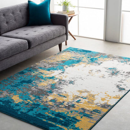 Surya Pepin Pei-1012 Aqua, Bright Blue, Mustard Organic / Abstract Area Rug