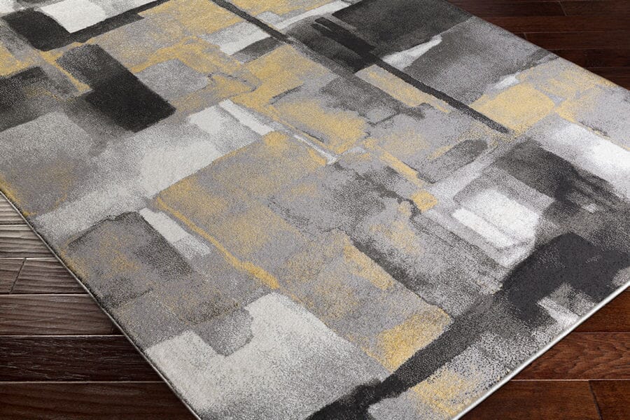 Surya Pepin Pei-1020 Black, Medium Gray, Mustard, Cream Rugs.