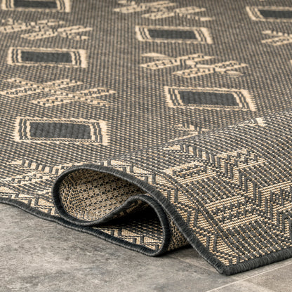 Nuloom Dana Aztec Emblem Nda1791B Charcoal Area Rug