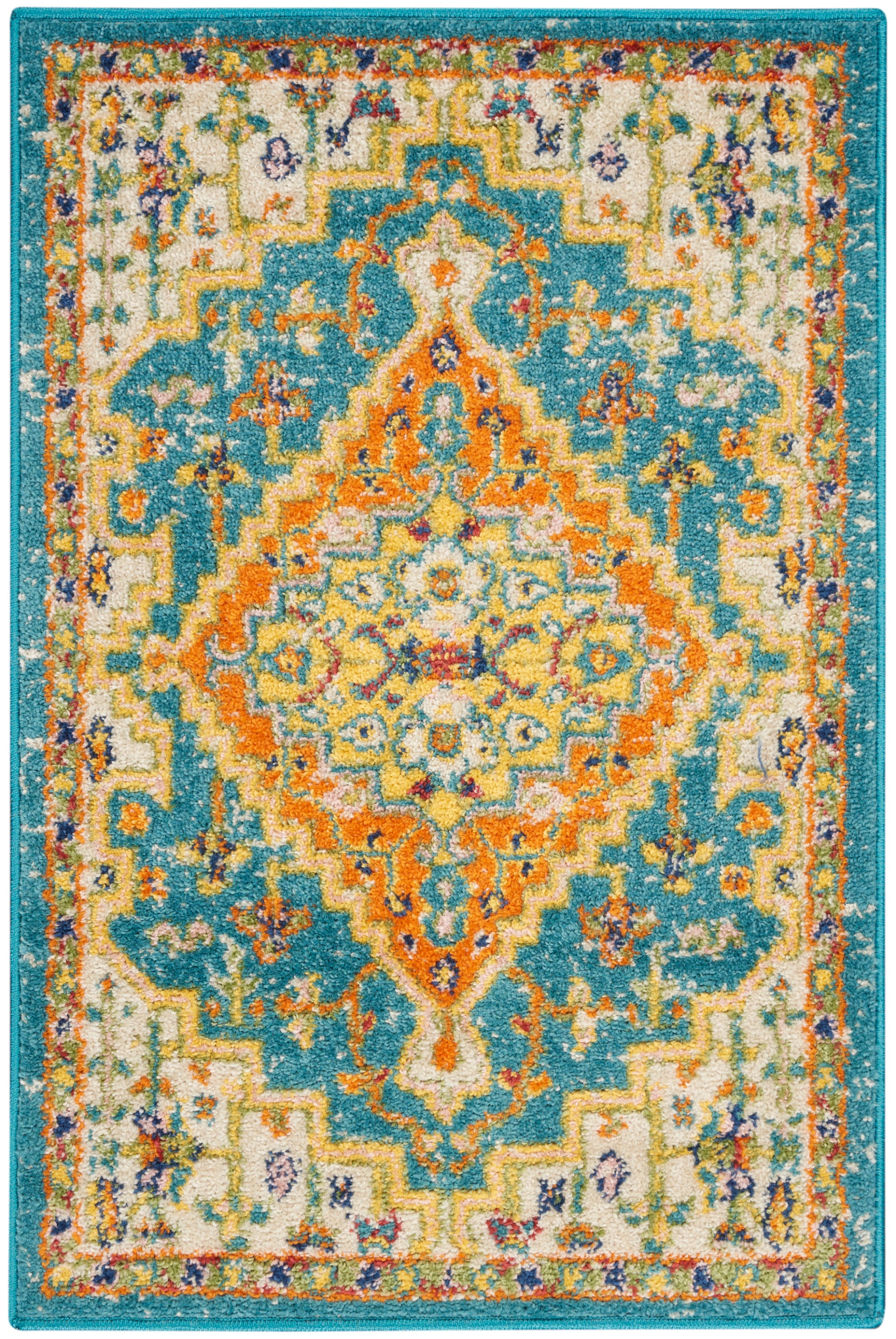 Nourison Allur Alr01 Turquoise Ivory Area Rug