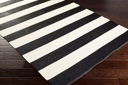 Surya Picnic Pic-4005 Black / Ivory Striped Area Rug