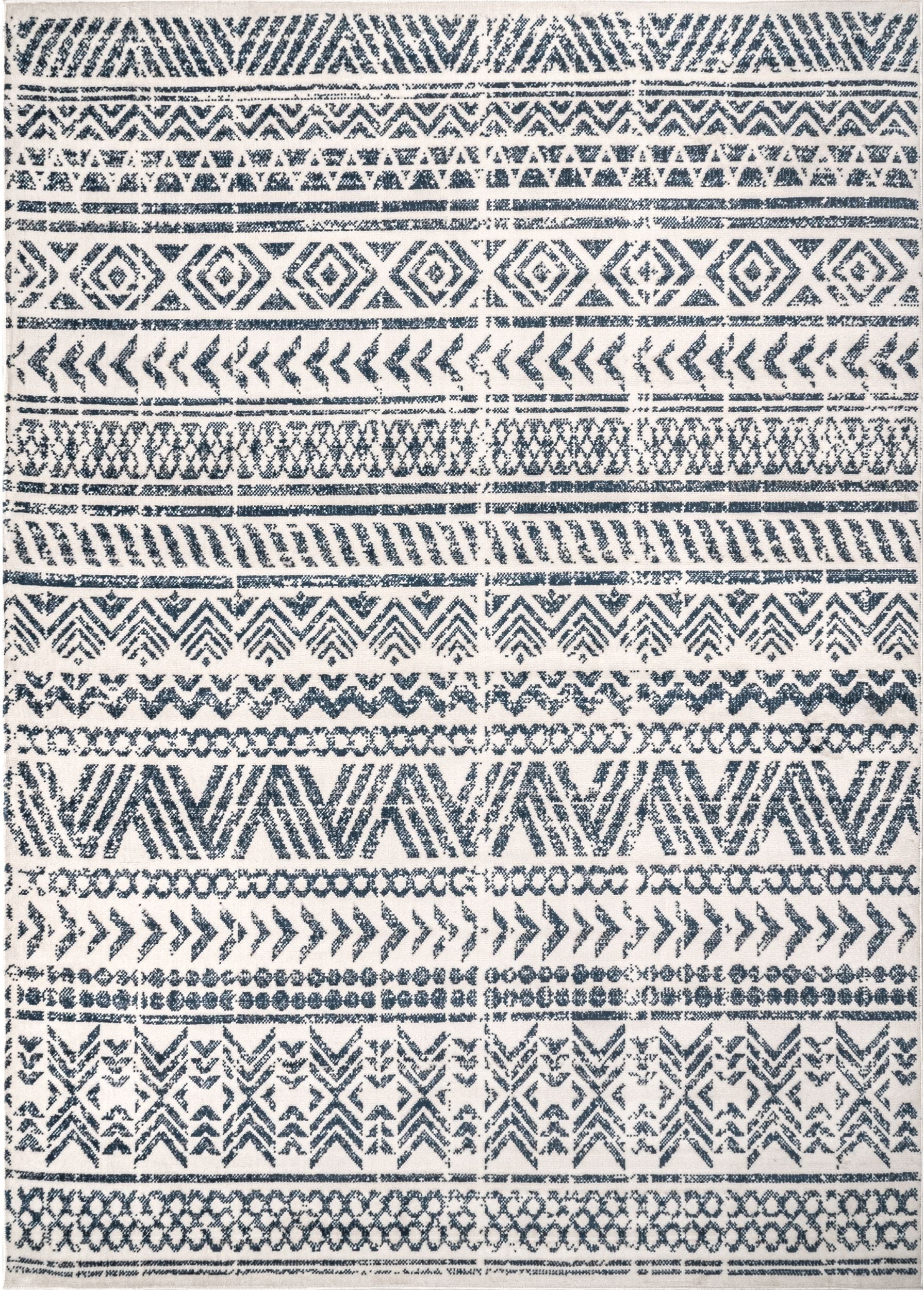 Nuloom Chloe Tribal Motif Banded Nch1729A Blue Area Rug