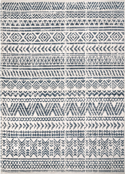 Nuloom Chloe Tribal Motif Banded Nch1729A Blue Area Rug