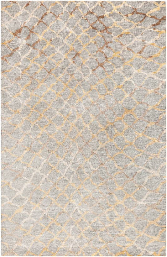 Surya Platinum Plat-9018 Medium Gray, Khaki, Ivory, Camel Geometric Area Rug