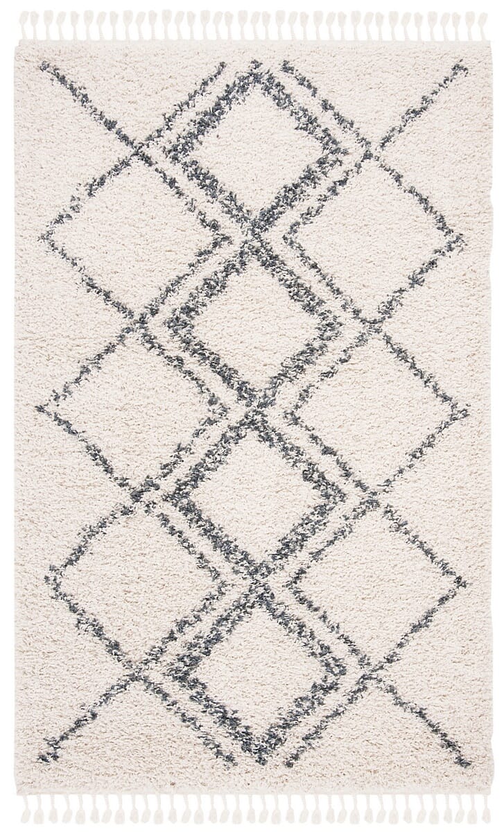 Safavieh Pro Lux Shag Plx432A Cream / Blue Moroccan Area Rug