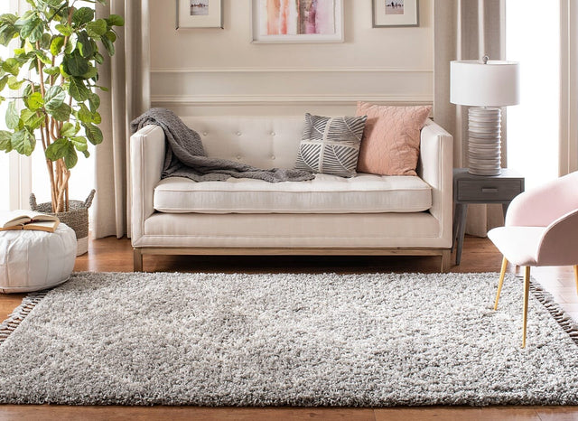 Safavieh Pro Lux Shag Plx432F Grey / Cream Rugs.