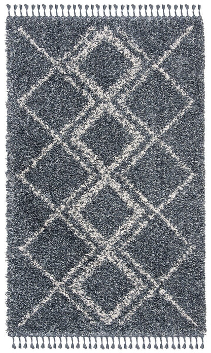 Safavieh Pro Lux Shag Plx432L Cream / Blue Moroccan Area Rug