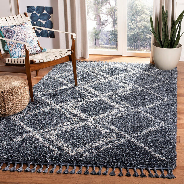 Safavieh Pro Lux Shag Plx432L Cream / Blue Rugs.